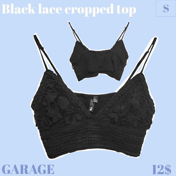 Black lace cropped top - Picture 1 of 3